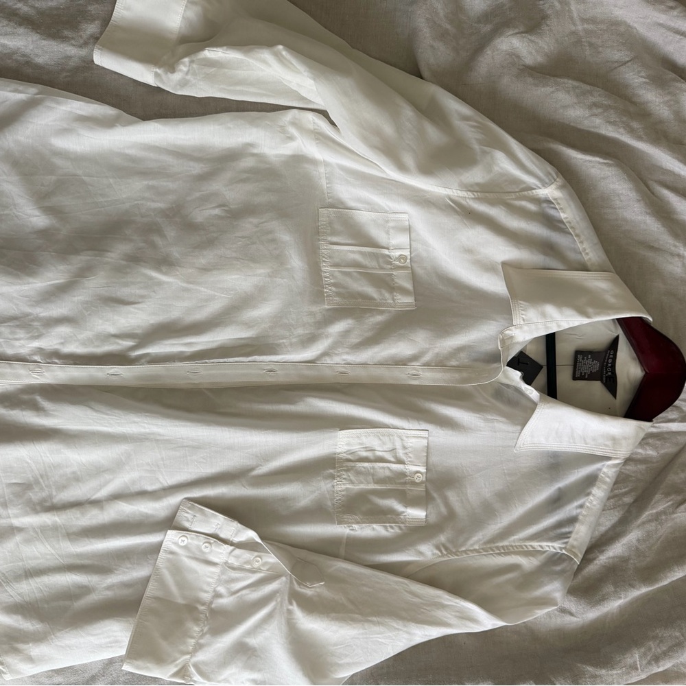 George Women White Button Down Shirt silk and cotton size M